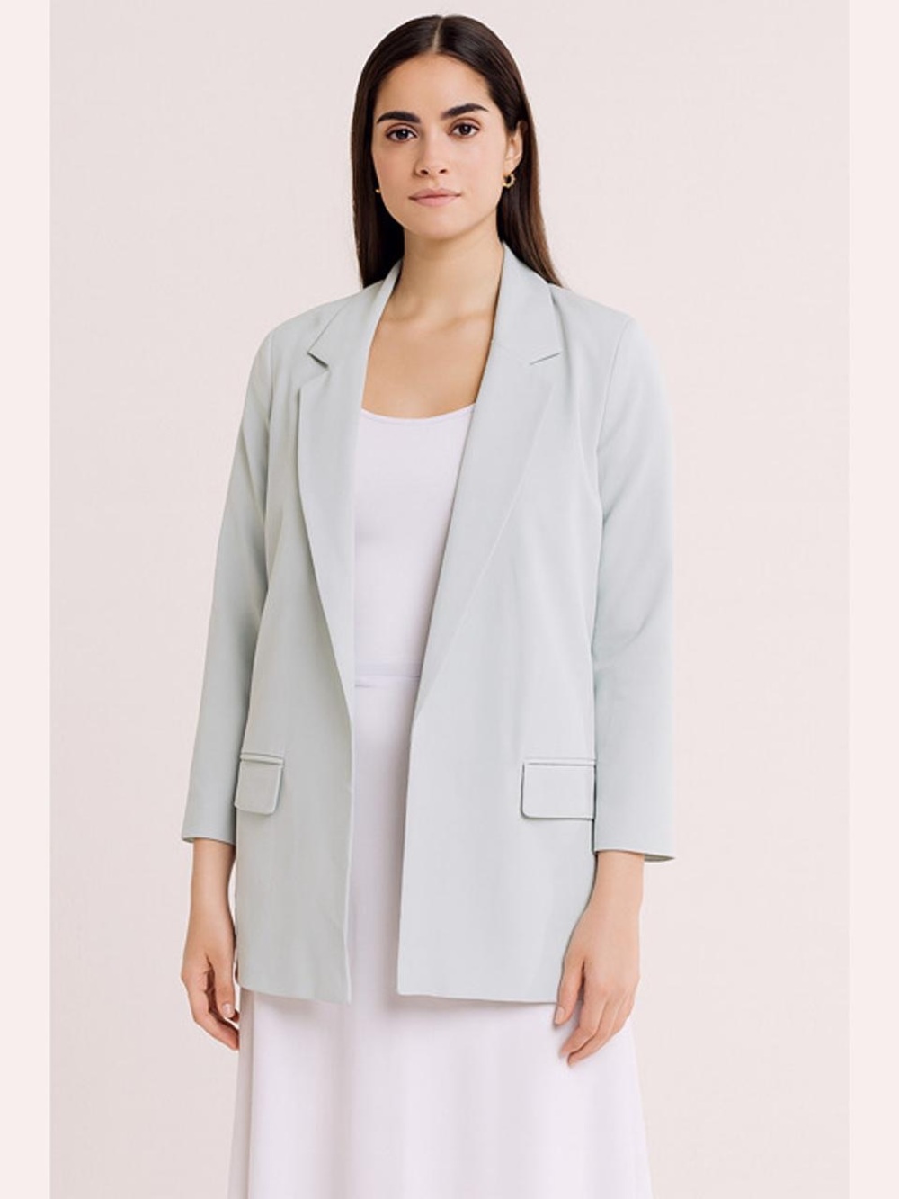 All Saints Aleida Tri Light Blue Open-Front Women's Blazer